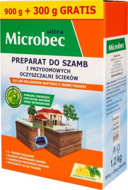 Preparat do szamb Microbec ultra cytryna 0,9kg 300g gratis