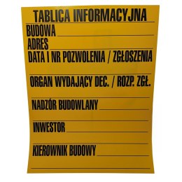 Tablica informacyjna budowy 70x90